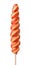 Front view of red twisty lollipop