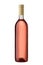 Front view rose wine blank bottle isolated on white background