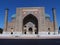 Front view of Sher Dor Madrasah in Registan Square, Samarkand, Uzbekistan