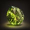 Front view of shining bright peridot gemstone illustration on a black background.