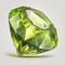 Front view of shining bright peridot gemstone illustration on a light gray background.