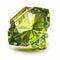 Front view of shining bright peridot gemstone illustration on a light gray background.