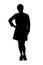front view of a silhouette of a middle-aged woman in a sweater,