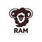 Front view silhouette ram, sheep, lamb head graphic logo template