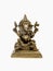 front view of sitting ganesh with four hands, brass statue