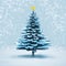 Front view snow christmas tree pine isolated.