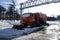 Front view of the snow clearing vehicle Kamaz in Luzhniki of Moscow, Russia.