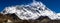 Front view of south face wall of Lhotze and Nuptse mountain in Nepal. Himalayas.  8516 meters above the sea. Covered by clouds.