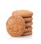 Front view of stacked fresh oatmeal cookies