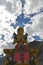 Front view of the statue of Maitreya Buddha at Deskit Diskit Gompa, Ladakh, India.