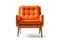 Front View Tangerine Mid Century Modern Armchair On White Background. Generative AI