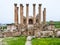 Front view Temple of Artemis in Jerash in winter