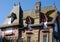 Front view of traditional granite houses along the promenade in Saint-Malo