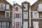 Front view of traditional granite houses along the promenade in Saint-Malo.