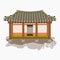 Front View Traditional Korean House Vector Illustration