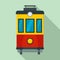 Front view tram icon, flat style