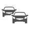 Front view two passenger car icon vector flat illustration. Monochrome movement automobile
