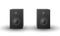 Front view vector of realistic modern black shaded audio speakers on white background