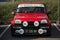 Front view of vintage Renault 5 Turbo 2 red parked in the street