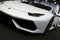 Front view of a White Luxury sportcar Lamborghini Huracan LP 610-4. Car exterior details.