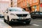 Front View Of White Peugeot 2008 Car Parked In Street. Mini Sport