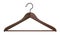 Front view of Wooden clothes hanger isolated on white background