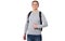 Front view. Young man wearing blank long sleeve t-shirt and backpack isolated on white background. Copy space. Education