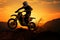 Front wheel lifted, motocross silhouette embodies adventure and daring action