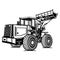 Front Wheel Loader Bulldozer Equipment - isolated on white background. vector illustration