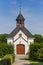 Front of the white chapel in Holm village in Schleswig