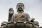 Frontal Facial closeup of Tian Tan Buddha, Hong Kong China