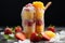 Frontal perspective of a luscious Brazilian fruit dessert, icy and irresistible