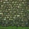 Frontal shot captures aged stone wall adorned with abundant green moss