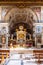 Frontal view of hall and altar decoration of catholic church in Rome