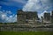 Frontal view of one of the buildings at the ancient Mayan site in Tulum, Quintana Too, Mexico.