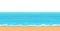 Frontal view of the seashore. Waves along the surf line. Yellow sandy beach. Distant horizon. The isolated object on a