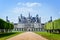 Frontal view in a sunny day in Chambord castle, France on July 07, 2017