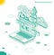 Frontend Development. Isometric Concept with Laptop Isolated on White ...