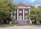 Frontview of the empty historic Oak Cliff United Methodist Church in Oak Cliff in Dallas, Texas.