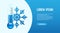 Frost, cold, information banner. Low temperature vector banner. Thermometer, snowflake and inscription.