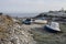 Frost covered fishing boats