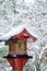 Frost covered lantern, winter in Kyoto Japan