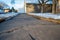 Frost heave crack in residential concrete sidewalk