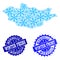 Frost Map of Mongolia and Winter Fresh and Frost Grunge Stamps