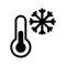 Frost and thermometer vector icon. Black and white low themperature illustration. Solid linear snow icon.