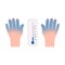 Frostbite hands and thermometer icon vector