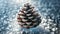 Frosted Pine Cone on Wintry Background, AI Generated