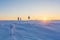 Frosted snowmobile path mark in Lapland