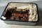 Frosting Chocolate Peanut Butter Cake Brownie in Square Mold