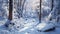 Frosty Elegance: A Hyper-Realistic Portrait of a Snow-Covered Forest, Capturing the Majestic Beauty and Sublime Serenity of a Wint